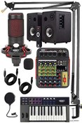 Resim CXN-30 Paket-7 Midi Klavye 4 Kanal Stüdyo Kayıt Mikserli Referans Monitörlü Condenser Mikrofon Seti Midex