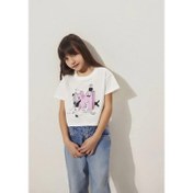 Resim Mavi M Baskılı Kız Çocuk Crop T-shirt (M7610284-70057) 