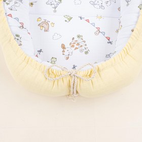 Resim Babynest ve Yastık - Çift Taraflı - Sarı Muslin - Çiftlik hayvanları 