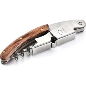 Resim Arin Ahşap Saplı Paslanmaz Çelik Tirbuşon Şişe Şarap Mantar Açacağı Tirbüşon Tirbişon 