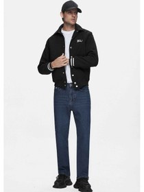 Resim Ucla Keane Siyah Kaşe Kolej Ceket Çıtçıtlı Standard Fit Erkek Ceket Siyah 