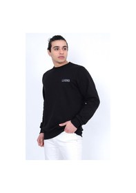 Resim Lugmo Erkek Sweatshirt 3 İplik Kompak Kumaş Kazak Regular Siyah 001 