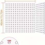 Resim 40.01cm x 40.01cm Beyaz Plastik Pegboard, 1 İnç Deliklerle - Garaj, Mutfak, Banyo ve Depolama Alanları için Çok Yönlü Duvara Monte Organizatör - Vidalar veya Yapıştırıcı ile Kolay Kurulum 