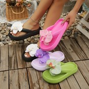 Resim Kadın Yaz Sandaletleri Çiçek ve Kelebek Detayları ile - EVA Flip Flops, Düz, Kayma, Rahat, Plaj, Ev, Yurt, Büyük Boy, Rahat Ayakkabı | Çiçek Sandaletleri | EVA Sandaletleri 