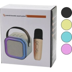 Resim Karaoke Mikrofonlu Wireless Hoparlör - Speaker Işıklı USB Şarjlı Dc 5V - Tf - A - MCT4560-2627 