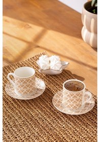 Resim Emsan Wavy New Bone 2 Kişilik Kahve Fincan Takımı 90 ML Bej 