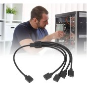 Resim Vkemall 5v 3 Pin Argb Çevirici Kablosu, 1'den 4'e, Ana-ana Bağlantı, Bilgisayar Kasası Cpu Soğutucu Ve 5v Argb Fanları İçin Led Senkronizasyon Kablosu, Siyah 