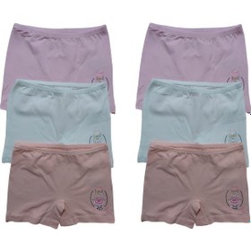 Resim İki Yıldız Kız Çocuk Baskılı Boxer 6'lı 7514 Karışık Renk 