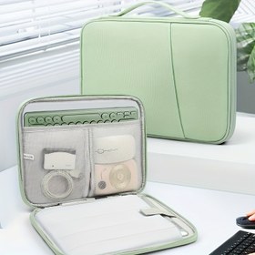 Resim Şık Yeşil Tablet Çantası - Güvenli Fermuar Kapatma, Dayanıklı Polyester, Aksesuarları Düzenlemek İçin Çoklu Bölümler, Seyahat ve Günlük Kullanım İçin İdeal, Seyahat Düzenleyici | Minimalist Tasarım | Güvenli Fermuar Kapatma 