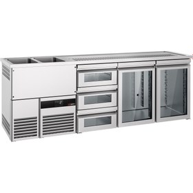 Resim Bira Tezgahı - 2500x700mm - 2 Cam Kapılı & 3 Cam Çekmeceli (Sol) 