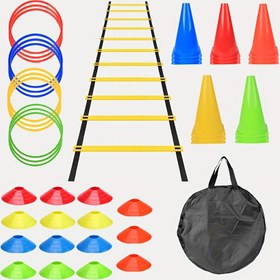 Resim Koni, Direnç Paraşütü ve Naylon Webbing ile Dayanıklı Çeviklik Merdiveni Eğitim Kiti - PE Malzeme 