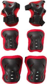 Resim 961 Çocuk Bisiklet Paten Kaykay Dizlik Dirseklik Koruma Seti Siyah Kırmızı 