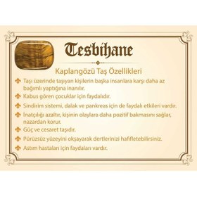 Resim 1000 Ayar Gümüş Kazaz Püsküllü Küre Kesim Gri Kaplangözü Doğaltaş 