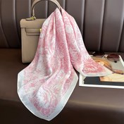 Resim 68cm Pembe Çiçekli Şal - Zarif Polyester, Güneş Geçirmez, Nefes Alabilir, Kadınlar İçin Dekoratif Baş Şal, Seyahat ve Tatil Kullanımı, Seyahat Aksesuarı | Çiçek Desenli Şal | Dayanıklı Kumaş, Şal 
