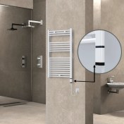 Resim Radiva Haiti Elektrikli Havlupan 300 Watt 600X1000 Düz Beyaz (Oned On/off Termostatlı) Sağ 