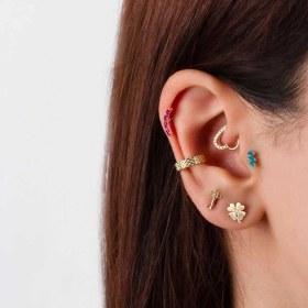 Resim Cherry By Özkonak Ajur Kalp Helix Piercing Sarı 