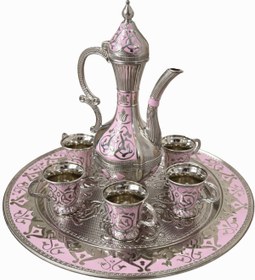 Resim RASHA COLLECTION Premium Pembe Zemzem İkram Seti - 6 Bardaklı Şık Umre & Hac Hatıra Sunumluk 