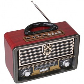 Resim Nostaljik Radyo Müzik Kutusu Şarjlı Bluetooth Usb Sd Mp3 Pg 4401-Açık Kahverengi 