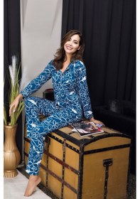 Resim Bebekokusu Rahat Ve Şık Kadın Pijama - Mavi Mavi 