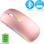 Resim Jingyi Bluetooth 5.0 Kablosuz Fare Dizüstü Bilgisayar Pc Macbook Oyun Faresi 2.4 Ghz USB Şarj Edilebilir Rgb Işık Güç Göstergesi (Yurt Dışından) 