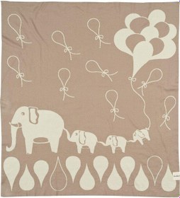 Resim Organik Triko Bebek Örtüsü, Fil 80x90 , Bej 