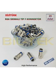 Resim Digitürk Rg6 Sıkmalı F Konnektör - 20 Adet 