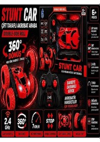Resim Uzaktan Kumandalı 360 Dönen Şarjlı Akrobat Stunt Car Araba Kırmızı 