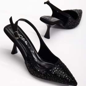 Resim Kadın Abiye Ayakkabı Siyah İnce Topuklu Taş Döşeme-3895 Siyah 