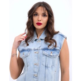 Resim Gökyüzü Moda 6822 Kot Yelek-Açık Mavi 
