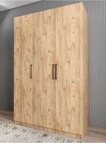 Resim Moma 3 Kapaklı Gizli Çekmeceli Gardırop Dolap Çam 