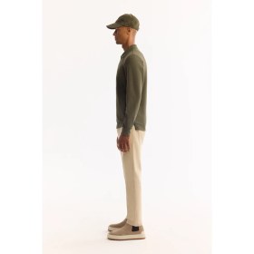 Resim AVVA Erkek Haki Polo Yaka Pamuklu Basic Slim Fit Sweatshirt B001080 