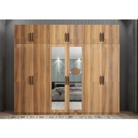Resim Pamela 12 Kapaklı Gardırop Dolap Ceviz 270 Cm - Montaj Dahil 