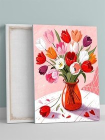 Resim Postermanya Tulip Serenity, Lale Huzuru İllüstrasyon Sanatı Kanvas Tablo - Tuval Tablo 