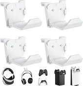 Resim KUNSLUCK PS5, Xbox, Switch Controller için 4 adet duvar askısı, kontrol cihazı ve kulaklık için duvar askısı, yapıştırıcı/vida kurulumu (beyaz) 