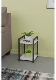 Resim Dekoratif Çok Amaçlı 2 Katlı Çiçeklik Standı Raf Beyaz 