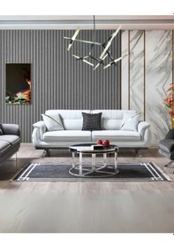 Resim Florya Sırt Mekanizmalı Üç Adet Üçlü Kanepe & 3'lü Koltuk 3+3+3 - Açık Gri Açık Gri 