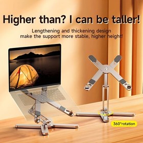 Resim Katlanabilir Laptop Standı 360° Dönebilen Notebook Masası Alüminyum Alaşımlı Tutucu Taşınabilir Kitap Tablet Braketi Isı Dağılımı Ile 