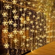 Resim 3m LED Kar Tanesi Perde Işıkları, Romantik Noel Perde Işıkları, Düğün Partileri Ev Bahçe Yatak Odası Açık Hava İçin Perde Işıkları, Peri Işıkları 