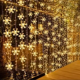 Resim 3m LED Kar Tanesi Perde Işıkları, Romantik Noel Perde Işıkları, Düğün Partileri Ev Bahçe Yatak Odası Açık Hava İçin Perde Işıkları, Peri Işıkları 