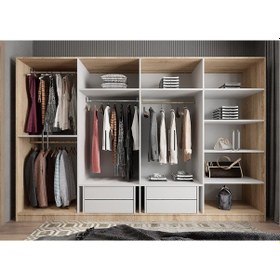 Resim Padova 8 Kapaklı Dolap Gardırop Meşe Beyaz 