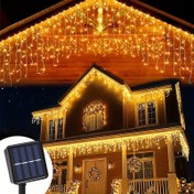 Resim Dış Mekan Güneş Işığı, Dereceli Güneş Icicle Işık, 8 Farklı Işık Modu, Pencere Sergileri, Peri Dizi Işık, Noel, Cadılar Bayramı ve Paskalya Kutlamaları için Uygundur. Yatak Odaları, Avlular, Bahçeler, Düğünler, Partiler ve Pencereler için Dekorasyon için Uygundur. 