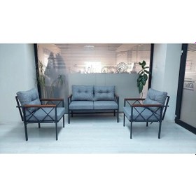 Resim Safir Balkon-bahçe-kafe-çay Seti-koltuk Takımı-oturma Grubu-ofis Koltuğu Gri 