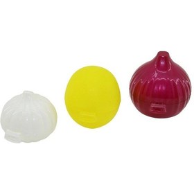 Resim 3lü Saklama Kutusu Limon - Soğan - Sarımsak Renkli Plastik Fileli Ambalaj 5365 