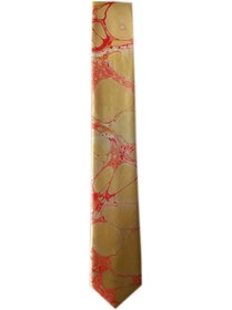 Resim ElifEbru Exclusive Handicrafts Ebru Sanatı Saten Kravat Altın Rengi Pembe Sakr 104 Pembe 