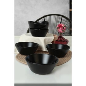 Resim Keramika Mat Siyah Hitit Çorba Kasesi 14 Cm 6 Adet 