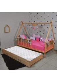 Resim Markaawm Markaawm Montessori Çocuk Yatak Yavrulu 90X190 Karyola Derya 