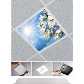 Resim Gökyüzü Panel 60 x 60 Taş Yünü Asma Tavan Ledi Armatür, 60WATT-54WATT- Asma Tavan Sıva Altı Panel 