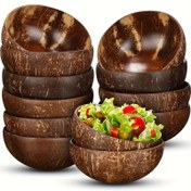 Resim 6 Adet El Yapımı Hindistan Cevizi Kabuğu Kase | Doğal, Vegan Mutfak Eşyası - Yıldız Desenli, Salatalar, Smoothie'ler ve Hediyeler İçin Uygun 