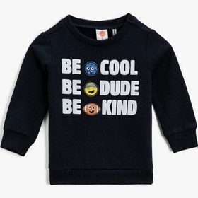 Resim Erkek Bebek Slogan Baskılı Sweatshirt Uzun Kollu Basic 