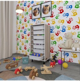 Resim Kenzlife Sepetli Mutfak Dolabı Ruberu Crd 098x45x30 Banyo Oyuncak Çamaşır Beyaz 7 Li Sepet 